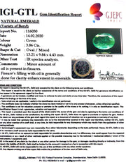 3.86/CT Natural Emerald Stone with Govt. Lab Certificate (12210)